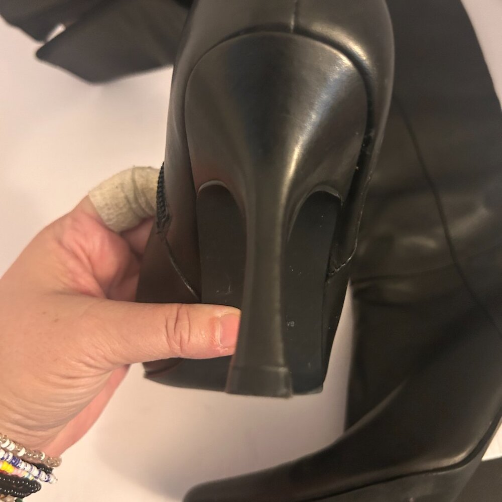 🖤 Moda Spain Black Leather Knee-High Boots | Pointed Toe | Size 8 - Picture 7 of 16
